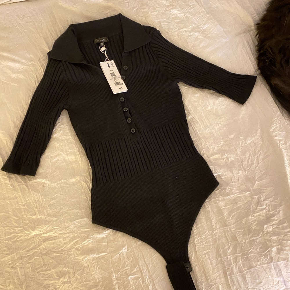 Dynamite ribbed polo bodysuit NWT